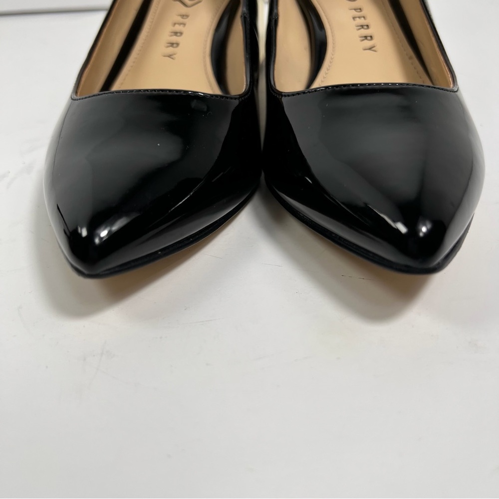KATY PERRY The Lorenna Black Patent Gold Block Heel Pumps Size 6.5 - Picture 3 of 13